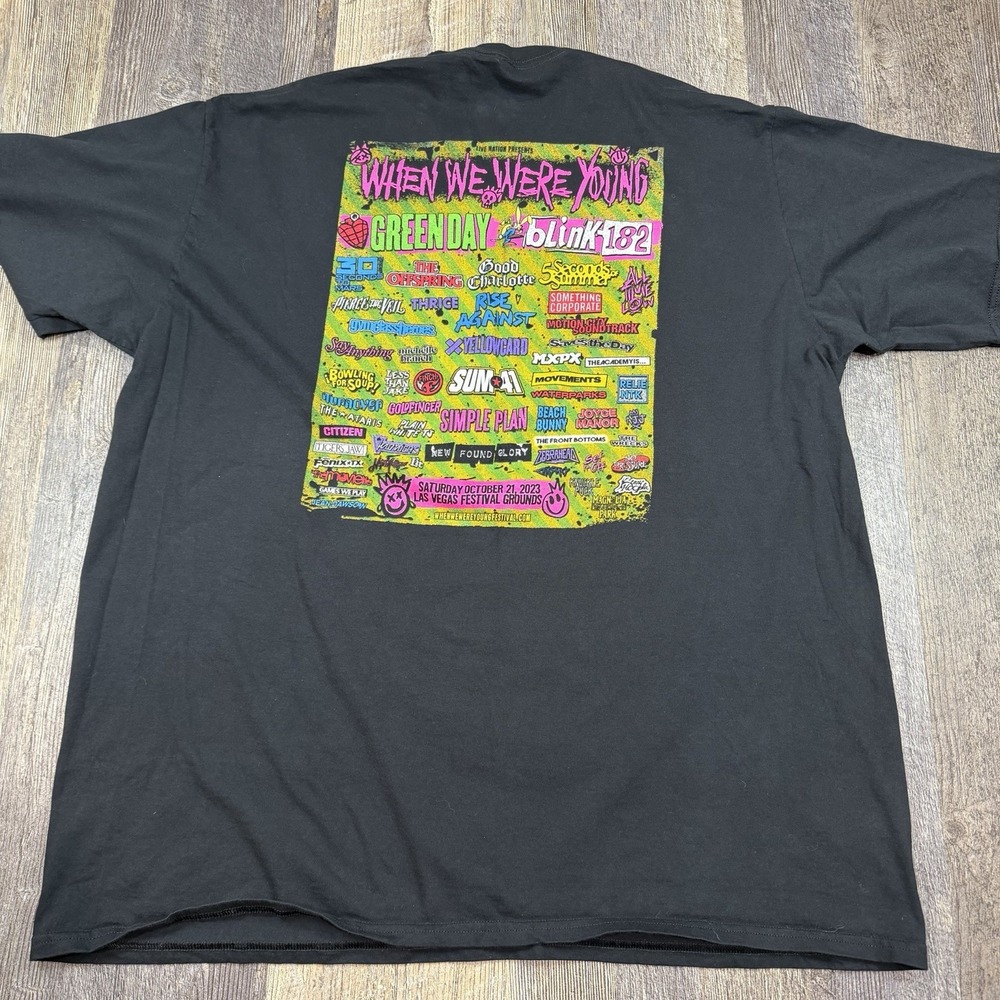 When We Were Young Festival 2023 T-Shirt Green Day Blink-182 Black Tee Men's 2XL - Picture 6 of 10
